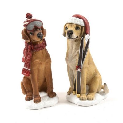 Cane natalizio decorativo in resina - Cane natalizio decorativo realizzato in resina ideale per addobbare e decorare la tua