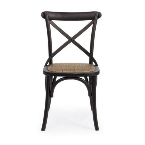 Sedia in legno con seduta imbottita rattan - Cross - Sedia Cross incarna l’armoniosa fusione tra design contemporaneo e mate