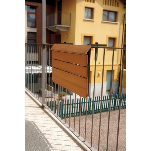 Tavolo regolabile da balcone per ringhiera in metallo e legno - Tavolo regolabile da balcone pieghevole da ringhiera, è rego