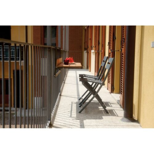 Tavolo regolabile da balcone per ringhiera in metallo e legno - Tavolo regolabile da balcone pieghevole da ringhiera, è rego